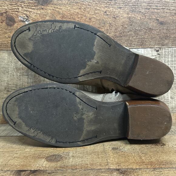 Sam Edelman Petty Suede Side Zip Booties Ankle Boots Tan Size 8 - Picture 10 of 12